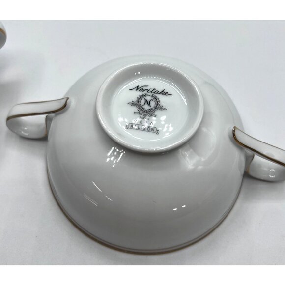 VTG Noritake Wedding Band China Gold Trim Soup Bowls With Handles Set Of 2 - Picture 4 of 7